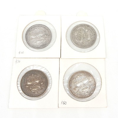 Four Australian 1927 Silver Parliament House Florins