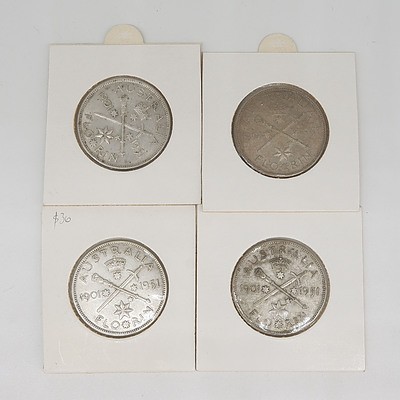 Four Australian 1951 Federation Jubilee Florins