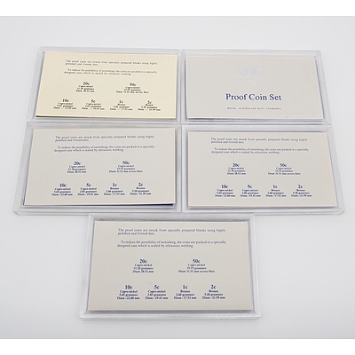 Five Proof Coin Sets, Including 1980, 1981 and 1982 Brisbane Commonwealth Games