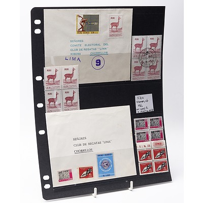 Sheet of Various 1966 Peru Stamps on Cover