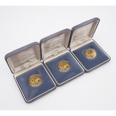 Three 1984 $1 Proof Coins, First Year of Issue