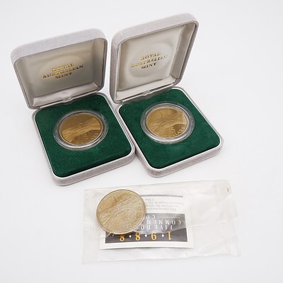 Two 1988 $5 Proof Coins and Commonwealth Bank 1988 $5 Commemorative Coin