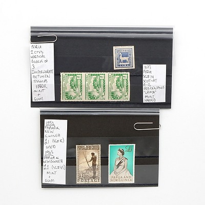 1952 Papua New Guinea One Pund Stamp, 1963 Papua New Guinea One Stamp Stamp, 1873 Peru Scott Cat Dos Centanos Lama Stamp and More