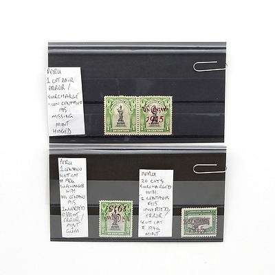 1915 Peru 20 Centavos Surcharged with 