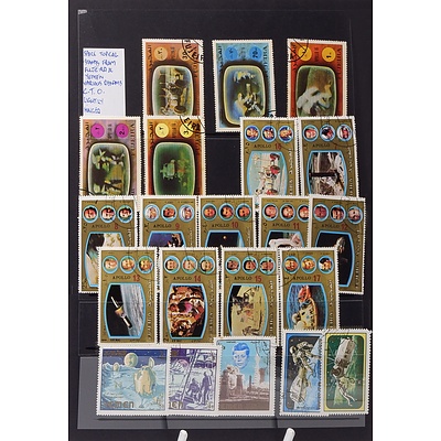 Space Topical Stamps From Fujeirah and Yemen, Lightly Hinged