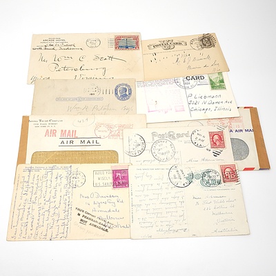 Nine 1880-1951 Collection Postcards and Covers from The United States of America