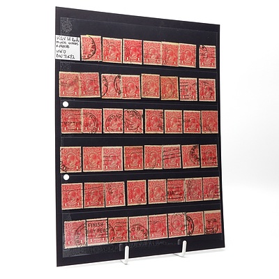 Group of KGV 1d Red Mixed Shades and Papers