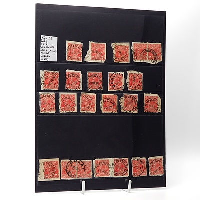KGV 2d Red Stamps Sock on Nose Cancellations, Mixed Shades