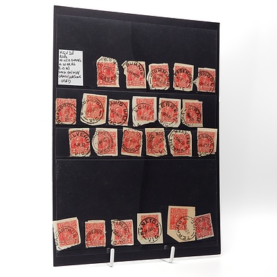 KGV 2d Red Stamps Mixed Shades and W.M.Ks Sock on Nose Cancellations