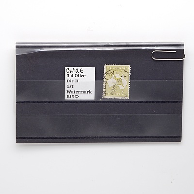 3d Olive Die II 1st Watermark Stamp, BW12B