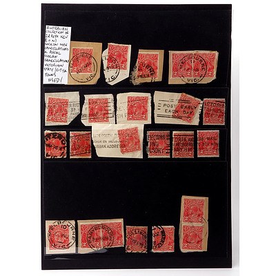 Australian Collection of 2d Reds King George V Sock on Nose Cancellations and Postal Slogan Cancellations, Used