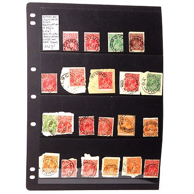 Australian Collection of Mixed Denominations of King George V's Sock on Nose Cancellations from Victorian State Towns, Used