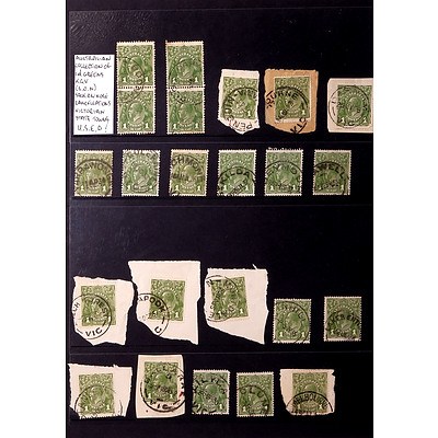 Australian Collection of 1d Greens King George V, Sock on Nose Cancellations from Victorian State Towns, Used