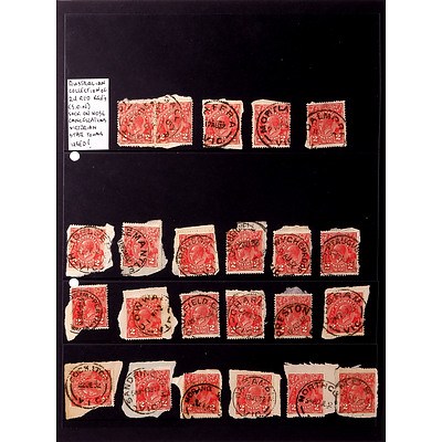 Australian Collection of 2d Red King George V's, Sock on Nose Cancellations from Victorian State Towns, Used