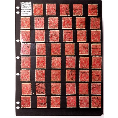 Australian Collection of 1 1/2d Red King George V's Mixed Shades and Watermarks, Used
