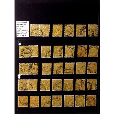 Collection of Australian 4d Olive King George V's C of A Watermark, Perf 13.5 x 12.5, Used