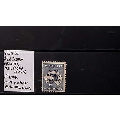 2 1/2d Indigo O/Printed "N.W. Pacific Islands 1st Watermark, Mint Hinged and Original Gum