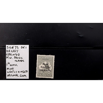 2d Grey S.G #73 Die I O/Printed "N.W. Pacific Islands" 1st Watermark, Mint Lightly Hinged and Original Gum