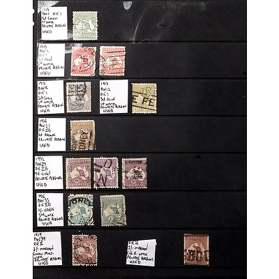 Sheet of Australia Stamps, Including 1913 BW1 Die I 1/2d Green Stamp, 1926 6d Die IIB Brown Stamp and More