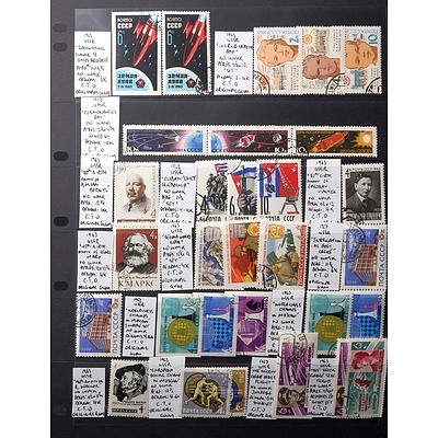 Sheet of USSR Stamps, Including 1963 "Launching Lunar 4", 1963 "World Health Day" and More