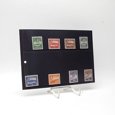 1938 King George VI Antigua Short Stamp Set 1/2d - 1/-, Lightly Hinged