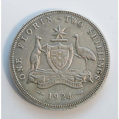Australia: Sterling Silver Florin 1924