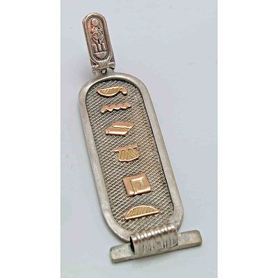 800 Fine Silver Egyptian Hieroglyphic Pendant