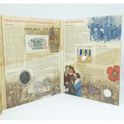 WWI Australian Historical Portfolio, with assorted WWI Era Circulated Currency