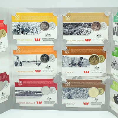 Royal Australian Mint Official 2016 Coin Collection Anzac to Afghanistan Military Moments Which Shaped Our Nation, 14 Coin Complete Set