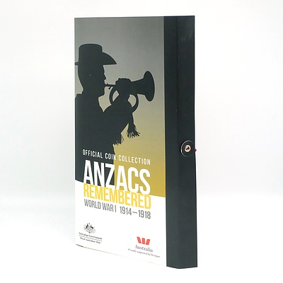 Royal Australian Mint Official Coin Collection Anzacs Remembered World War I 1914-1918, 14 Coin Complete Collection