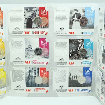 Royal Australian Mint Official Coin Collection Anzacs Remembered World War I 1914-1918, 14 Coin Complete Collection