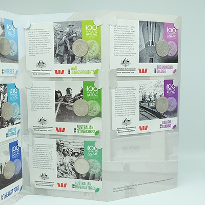 Royal Australian Mint Official Coin Collection Anzacs Remembered World War I 1914-1918, 14 Coin Complete Collection