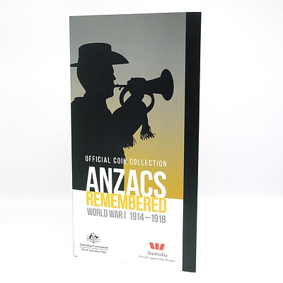 Royal Australian Mint Official Coin Collection Anzacs Remembered World War I 1914-1918, 14 Coin Complete Collection