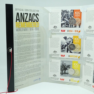 Royal Australian Mint Official Coin Collection Anzacs Remembered World War I 1914-1918, 14 Coin Collection