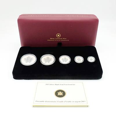 Royal Canadian Mint Limited Edition 2013 Silver Maple Leaf Fractional Set, 5 Coin Set, Complete