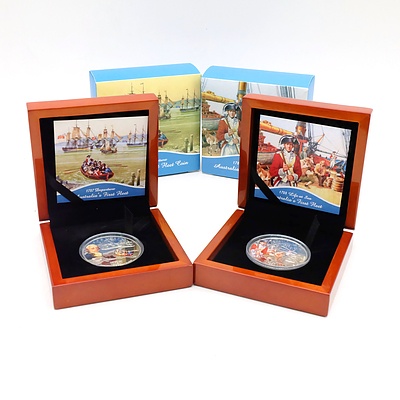 1787 Depature Australia's First Fleet Limited Edition 2013 .925 Silver Proof Coin and 1788 Life at Sea Australia's First Fleet Limited Edition 2013 .925 Silver Proof Coin