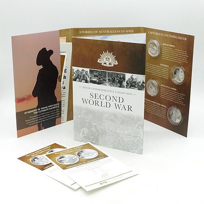 Maquarie Mint, Silver Commemorative Collection Second World War Volume I & II, 8 .333 Silver Prooflike Coins, Incomplete Set