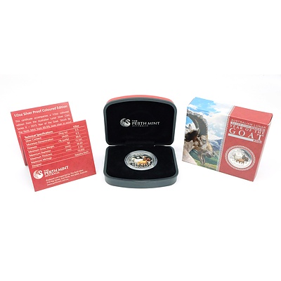Perth Mint Limited Edition 2015 Australian Lunar Year of the Goat, Silver Proof Coloured Coin