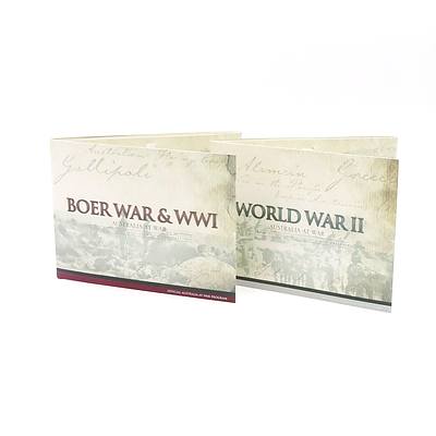 Royal Australian Mint, Offical Australian at War Program Boer War & WWI, World War II, 6 x 2015 Uncirculated 50c Coins, 6 x 2014 Uncirculated 50c Coins, Complete Sets
