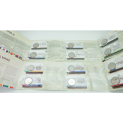 Royal Australian Mint, Offical Australian at War Program Boer War & WWI, World War II, 6 x 2015 Uncirculated 50c Coins, 6 x 2014 Uncirculated 50c Coins, Complete Sets