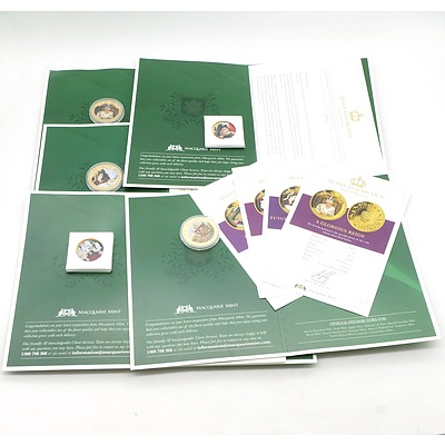 Maquarie Mint, 2016/2017 Queen Elizabeth II Coin Collection, 5 Gold Plate Proof Coins