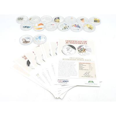 Macquarie Mint, Australian Herritage 2009/10/11/12/13 Proof Coins, 15 .999 Silver Proof Coins