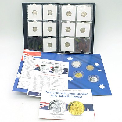 Australian 1942,1943,1944 Three Pence, Six Pence, Shilling and Florins, 16 Coins and Macquarie Mint 2013 We Will Remember Them Incomplete Set