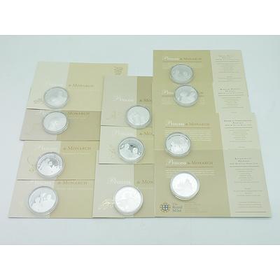 The Royal Mint Princess to Monarch Collection 2014/15, 11 .925 Silver Proof Coins