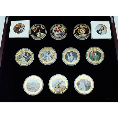 Maquarie Mint Queen Elizabeth II Coin Collection 2016/2017, 12 24ct Gold Plate Proof Coins