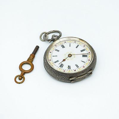 Antique Engraved 935 Silver Cased Pocket Watch