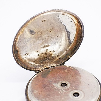 Antique Engraved 935 Silver Cased Pocket Watch