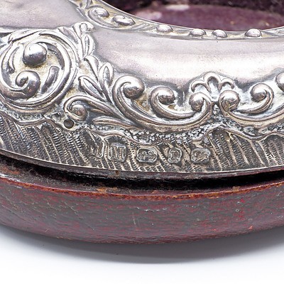 Antique Swiss Nickel Silver Coach Watch in Original Hallmarked Birmingham Sterling Silver Stand Case