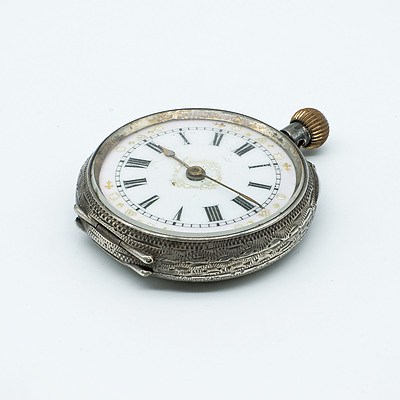 Antique Ladies Engraved Sterling Silver Cased Pocket Watch Marked M&W