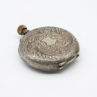 Antique Ladies Engraved Sterling Silver Cased Pocket Watch Marked M&W